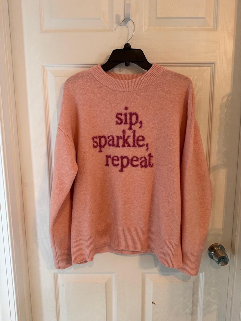 Pink 'Sip, Sparkle, Repeat' Crewneck Sweater